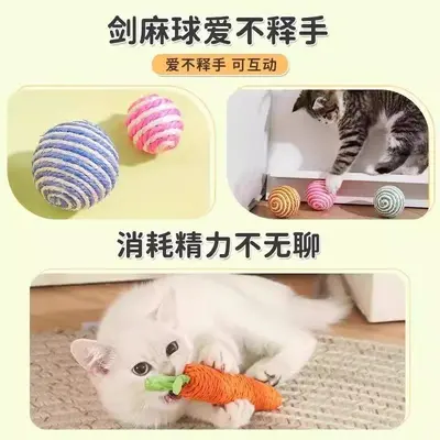 Cat Teaser Wand Toy Set, Chew Toy, Self-Play