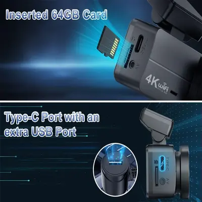 4K dashcam, WiFi, mobil bağlantısı, döngü kaydı