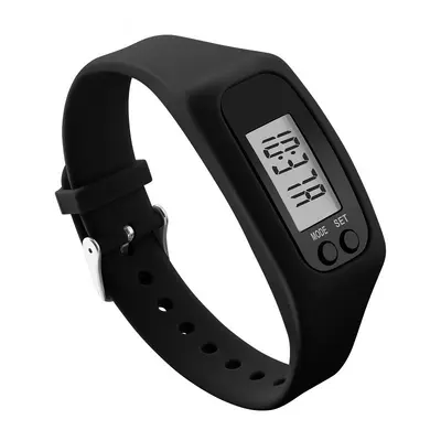 Silicone Digital Pedometer Bracelet Watch with Multifunction LED Display