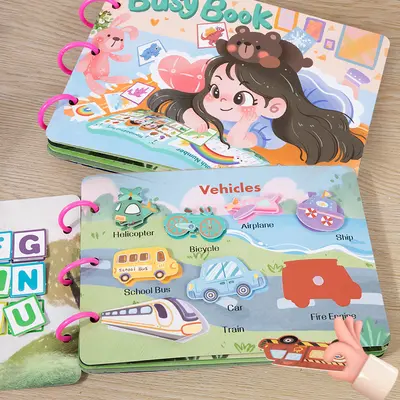Sessiz Yapışkanlı Meşgul Kitap, Çocuklar İçin El Yapımı Etiket Kitabı - 3