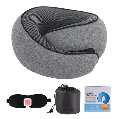 Cross-border best-selling U-shaped neck pillow, essential for travel, memory foam airplane headrest, ergonomic travel neck pillow for office use - 9