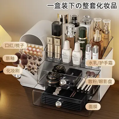 Cosmetics storage box, desktop, drawer-type, dust-proof