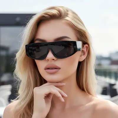 Square Sunglasses, Color-Block Design, Trendy Street Style - 4