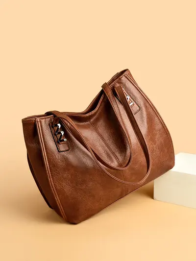 Women's Soft Leather Tote Bag, Large Capacity, 2026 Single Shoulder Bag - 2