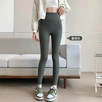 Kadın Yüksek Bel Kaşmir Tüylü Tayt, Elastik Karın Toplayıcı, Yoga Pantolonu - 12