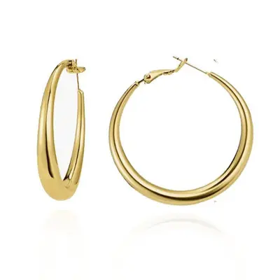 Metal Circle Large Earrings Titanium Alloy - 3