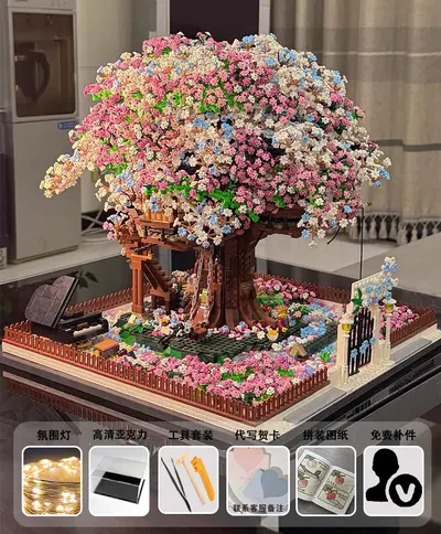 Kiraz Çiçeği Ağacı Evi Yapı Blokları Seti, Dev Boy Maket - 12