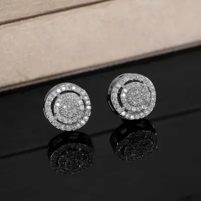 S925 Sterling Silver Moissanite Stud Earrings, Light Luxury Hip-Hop Style