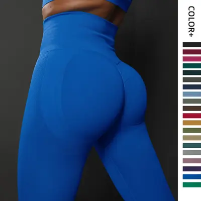 Sınır ötesi dikişsiz gülen yüksek belli sıkı yoga pantolon şeftali kalça eğitim yoga pantolon kadınlar için spor koşu fitness pantolonları
