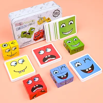 Children's Flip Face Wooden Magic Cube Educational Desktop Battle Game - 3