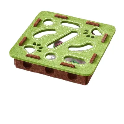 Katzenspielzeug-Filzbox mit Labyrinth und Glöckchenball - 5