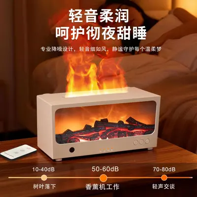 Ultrasonic Essential Oil Aroma Diffuser, 3D Fireplace Effect, Remote Control - 3