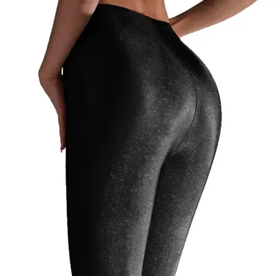 Glossy Polyester Footed Leggings, Stretch, Spring Summer - 6