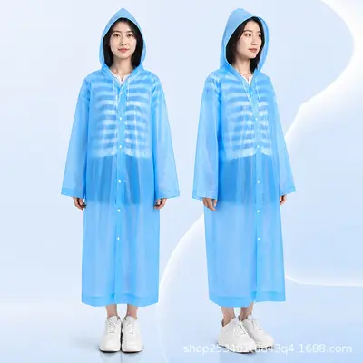 Eva Erwachsenen-Regenmantel, transparente Poncho mit Hut - 7