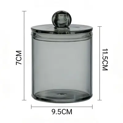 Acrylic Cotton Swab Storage Box, Transparent Gray Stackable Cosmetics Organizer