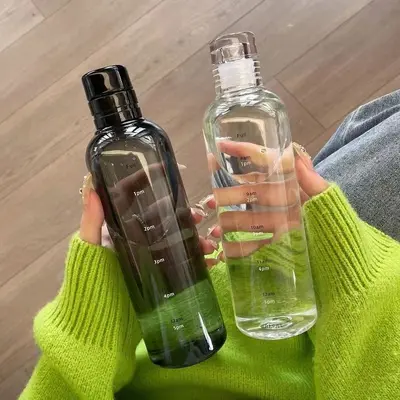 Minimalist 500ml Plastik Su Şişesi water bottle Plastik Bardak Ölçekli Su Bardağı Spor Su Şişesi 6 Renk Seçeneği - 2