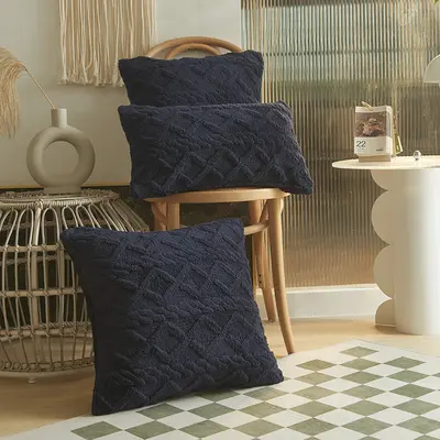 Sofa-Kissenbezug Plüsch geometrisch 3D-Kissen Sitzkissen Bezug Nackenkissen Kissenbezug Jacquard-Samt gestreifter Kissenbezug - 7