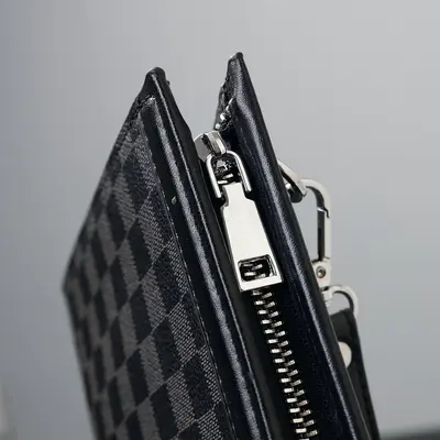 Men's Plaid Clutch Bag, Light Luxury, Large Capacity for Business and Casual Use - 4