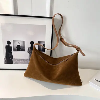 Retro Suede Pillow Bag for Women, Large Capacity Underarm Bag - 8