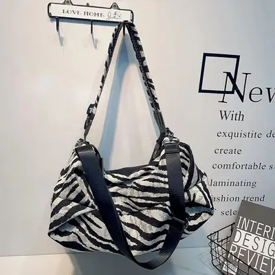 Zebra Desenli Kadın Tek Omuz Çantası, Hakiki Deri Detaylı - 2