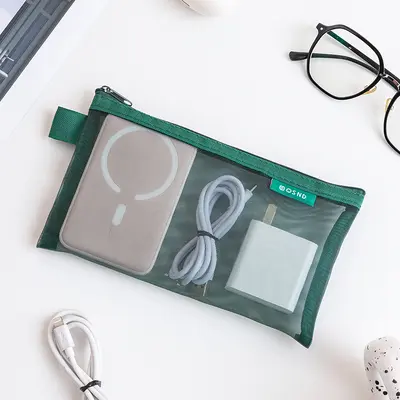 Mesh Zipper Storage Bag Travel Portable Coin Purse Data Cable Earphone Phone Accessories Digital Organizer Cosmetic Bag - 13
