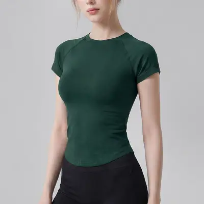 Women's Seamless Yoga Short-Sleeve Top, Breathable, Quick-Dry - 13
