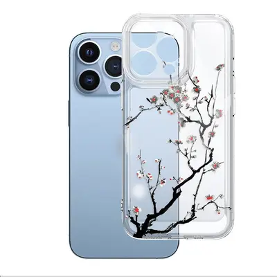 Chinesische Pflaumenblueten Handyhuelle fuer iPhone 13/14/15 transparent