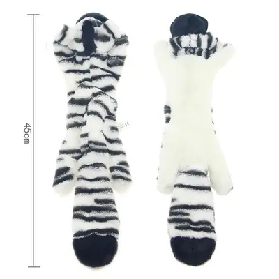 Plush Dog Chew Toy with Squeaker, Educational, Animal-Shaped with Leather Covering