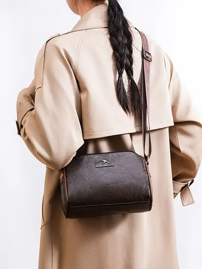 Women's Retro Minimalist Pillow Shoulder Bag, Three-Layer - 5