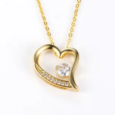 Popular love necklace for women on Amazon, European and American fashion, simple diamond design gift, zircon heart-shaped pendant - 7