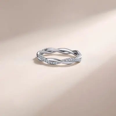 Кольцо из серебра S925 с переплетённым витым шинoм и муассанитом, сильно искрящийся муассанит, повседневное универсальное кольцо на указательный палец для ежедневной носки