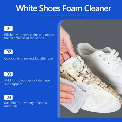 JAYSUING White Shoe Foam Cleaner Sneaker Stain Remover Upper Cleaning Waterless Whitening Shoe Cleaner