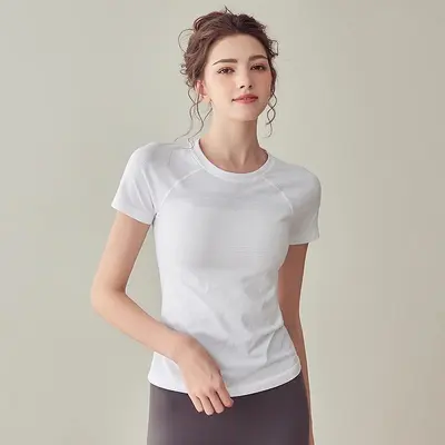 Women's Slim-Fit Quick-Dry Yoga Top, Short Sleeve - 8