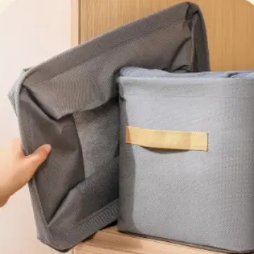 Foldable steel ring fabric storage box - 1