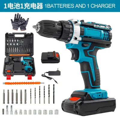 Battery-powered dual function drill with impact drill set - 8