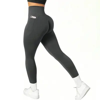 High-Waist Women's Yoga Pants with Side Pockets, Plus Size Stretch - 6