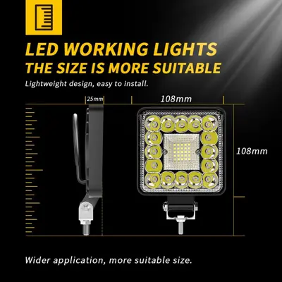 Car LED Work Light 4 Inch Square, 41 LED, Mixed Beam