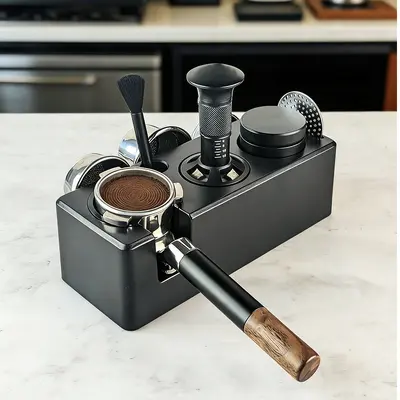 Italian Coffee Tamper Stand and Coffee Distributor Set