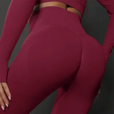 Seamless Peach Hip Long Yoga Pants, High Waist, High Stretch - 10