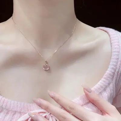 Kiraz çiçeği pembe kristal kolye, Japon-Kore tarzı, kadın - 5