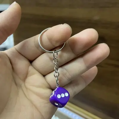 2CM Resin Dice Keychain, Solid and Colored - 13