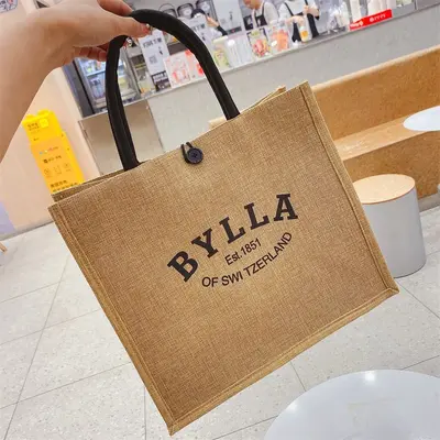 Linen Tote Bag for Women, Large Capacity, Letter Print - 9