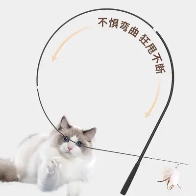 Long Retractable Feather Cat Teaser Wand