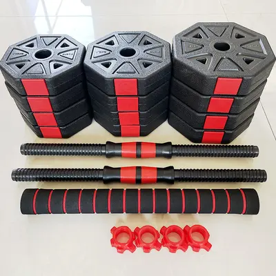 Octagonal dumbbell set, rubber coated, adjustable weight