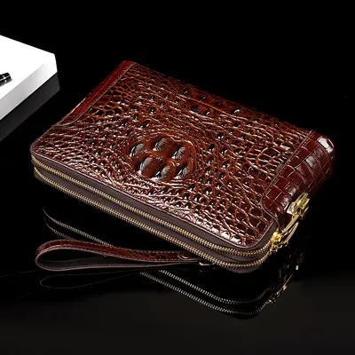 Men's Crocodile Pattern Clutch with Combination Lock, Large Capacity - 8