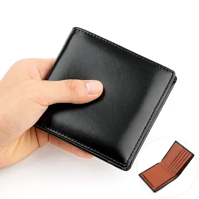 Men's Genuine Leather Bi-Fold Short Wallet, BOX Type - 10