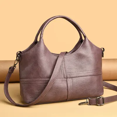 Soft Leather Women's Handbag, Lightweight Large Capacity Crossbody - 4