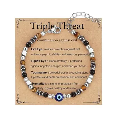 Pregnancy Bracelet with Natural Stones: Obsidian, Aquamarine, Moonstone