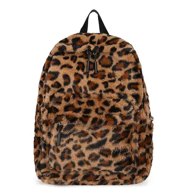 Plüsch-Rucksack mit großem Fassungsvermögen, Leoparden- und Kuhmuster - 6