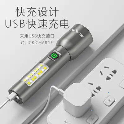 Rechargeable Zoom Flashlight, Long-Range, for Camping